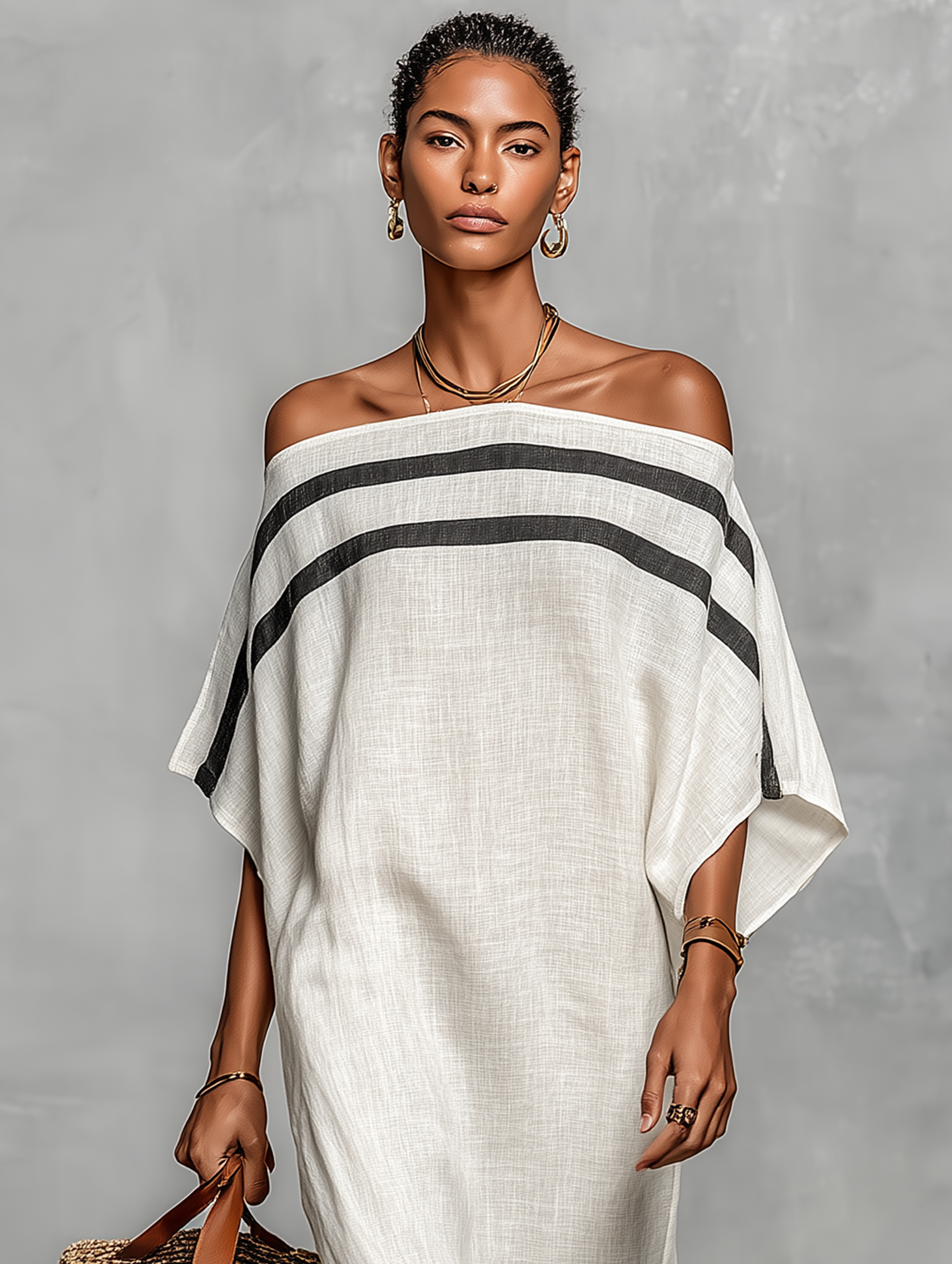 Viola | Vestido Largo de Lino con Hombros Descubiertos