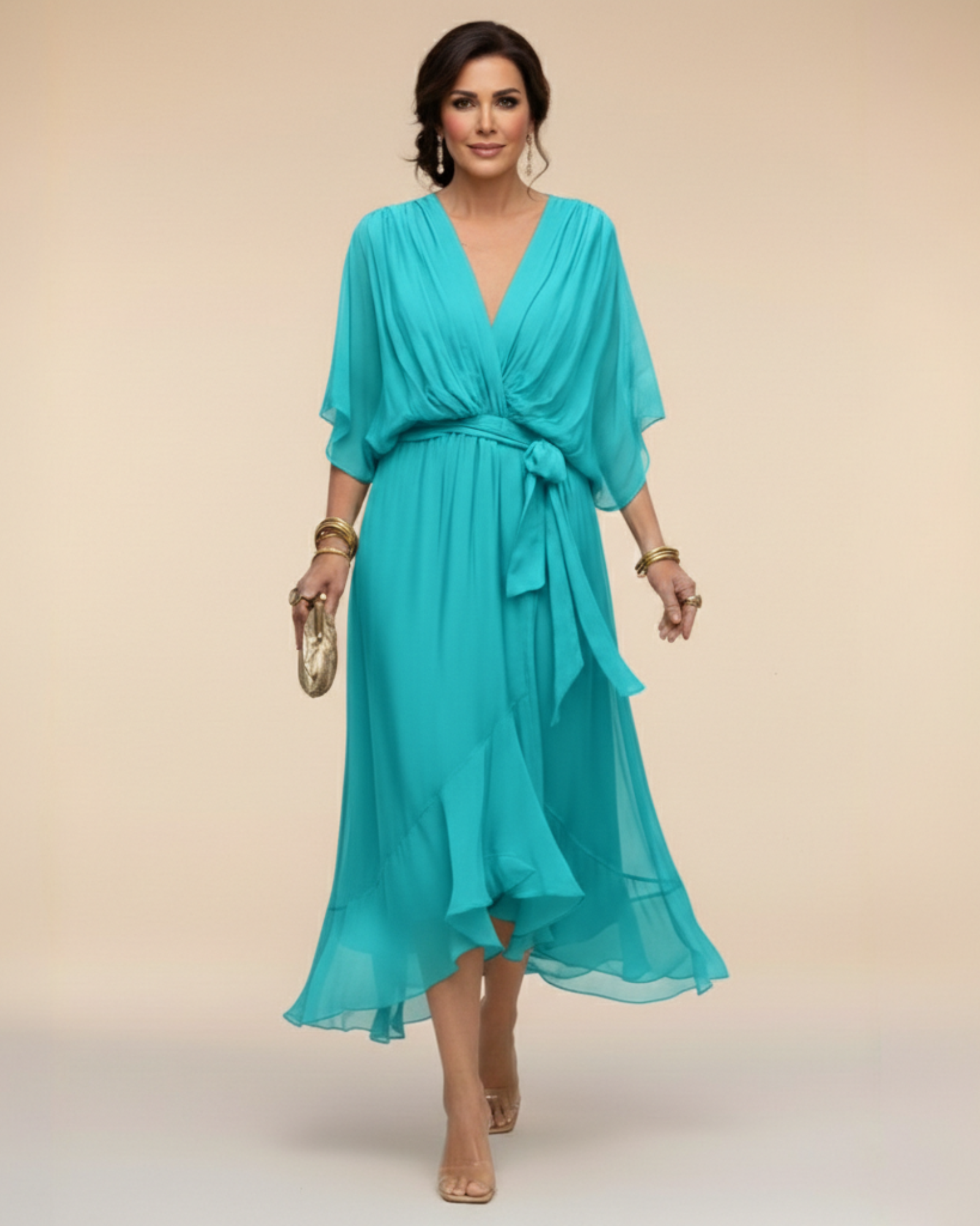 Julieta | Abito in chiffon con scollo a V