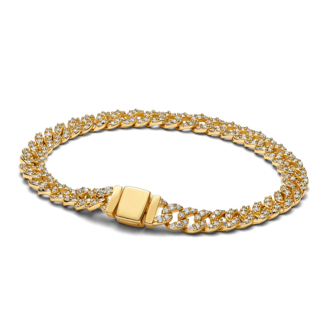 Pulsera Cubana Pavé Oro