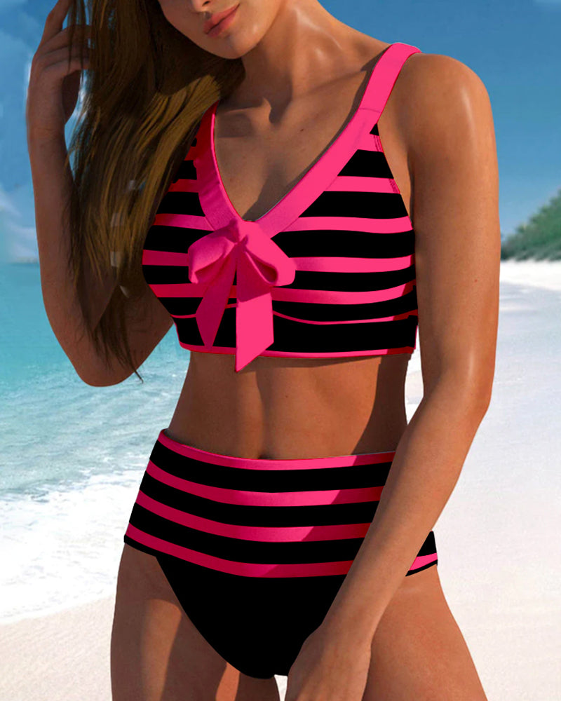 Island Glow | Bikini a righe a vita alta