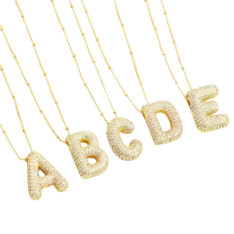 Set de Collares Inicial Burbuja Oro Blanco