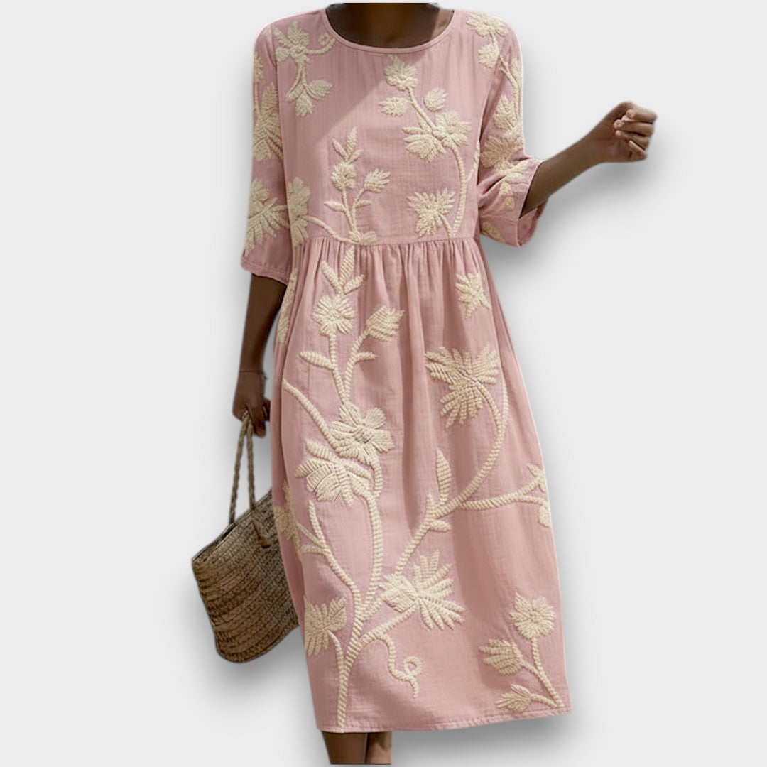 Zuri | Midi Dress with Plant and Flower Print