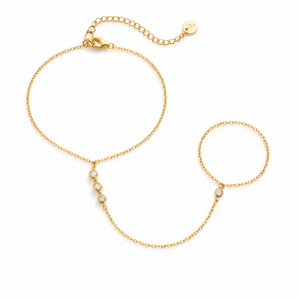 Pulsera de Mano con Cuentas Oro