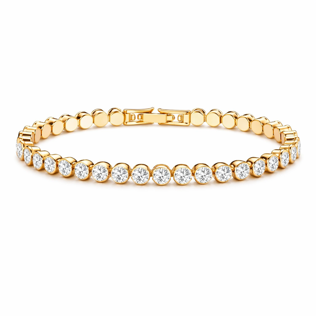 Pulsera Tenis Talla Redonda Oro