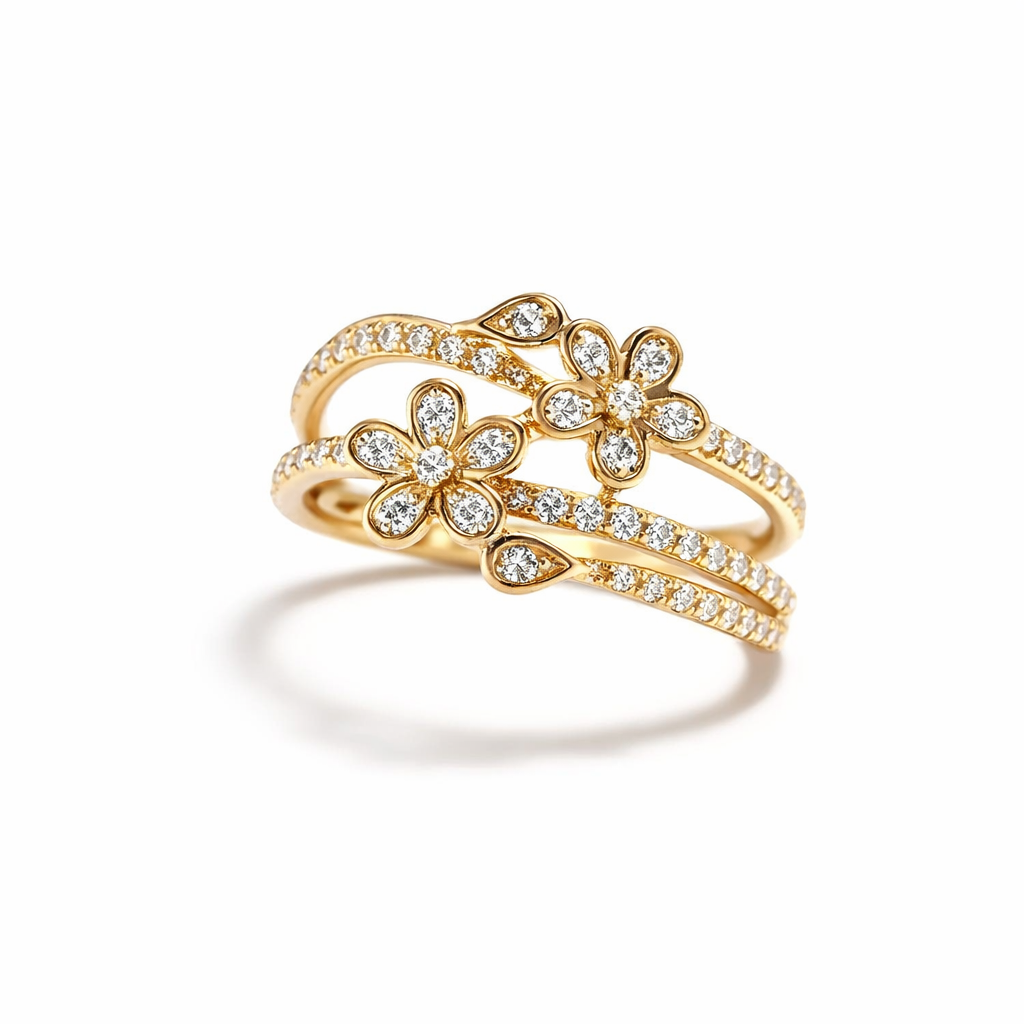Anillo Flor Brillante Elegante