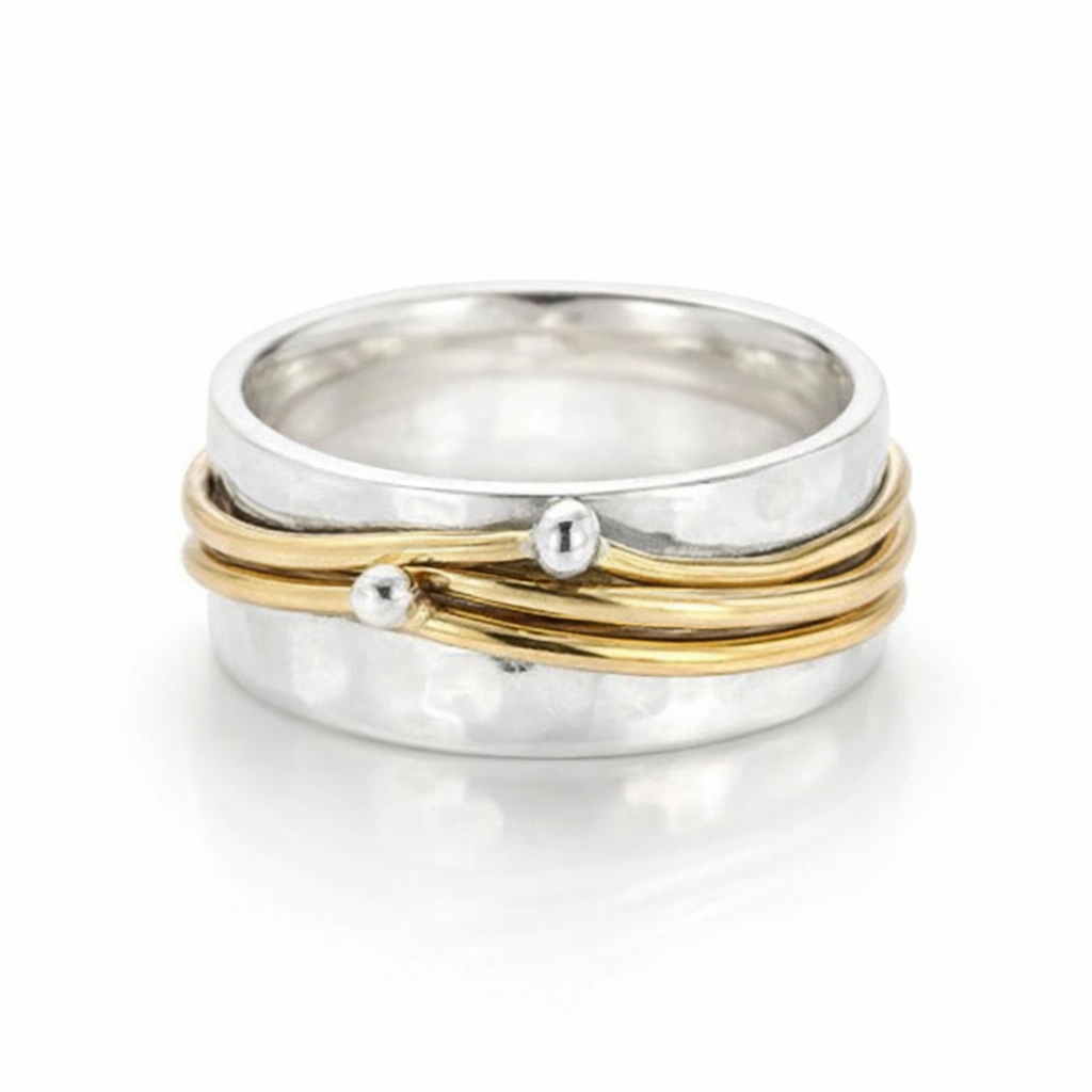 Anillo Plata con Capas Doradas Vintage