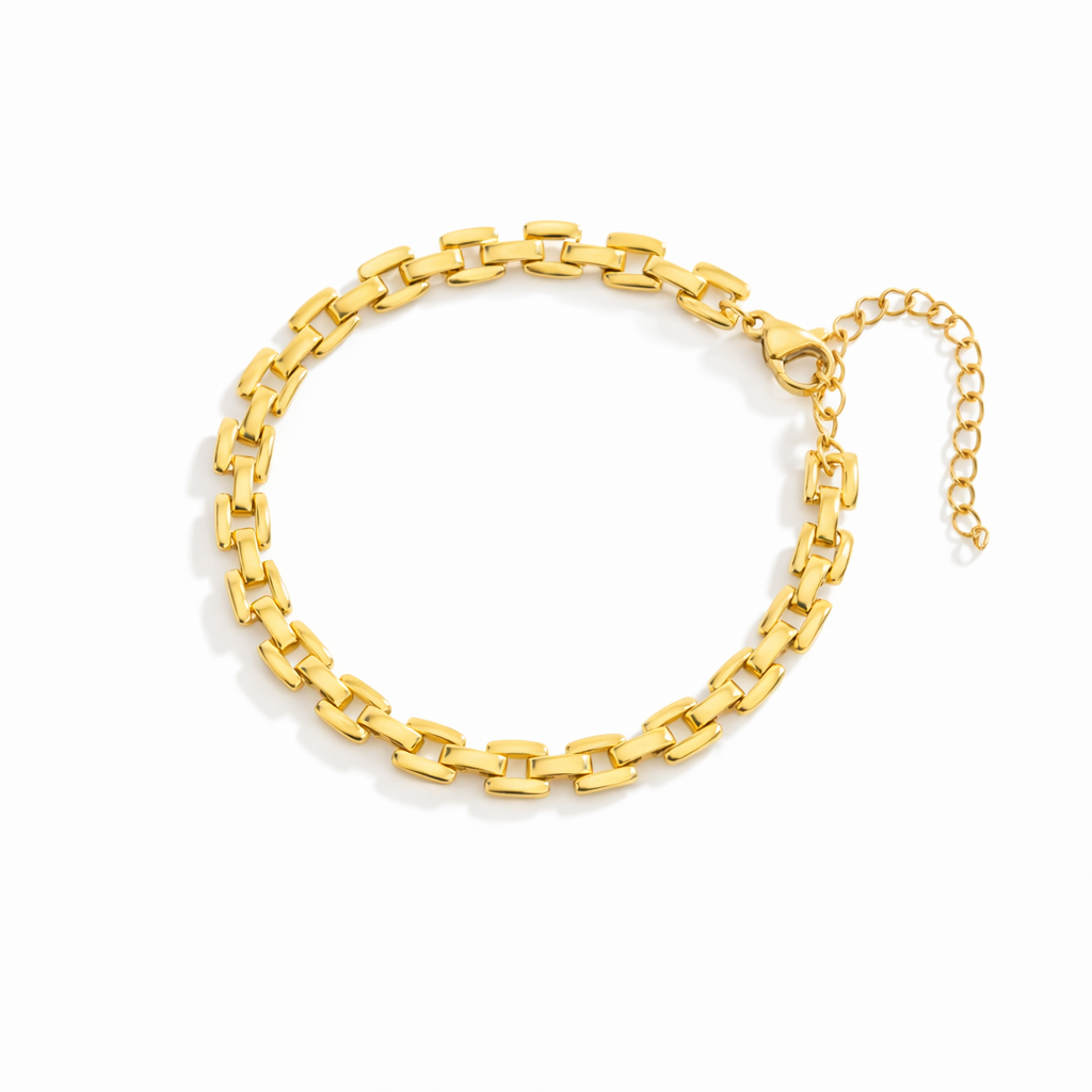 Pulsera Cadena con Reloj Oro