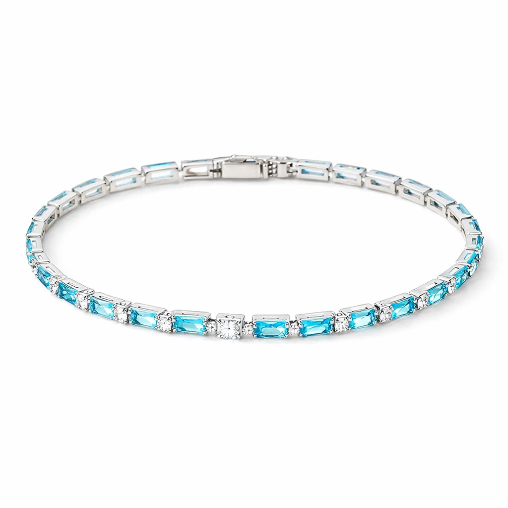 Pulsera con Piedra Turquesa Natural Oro Blanco