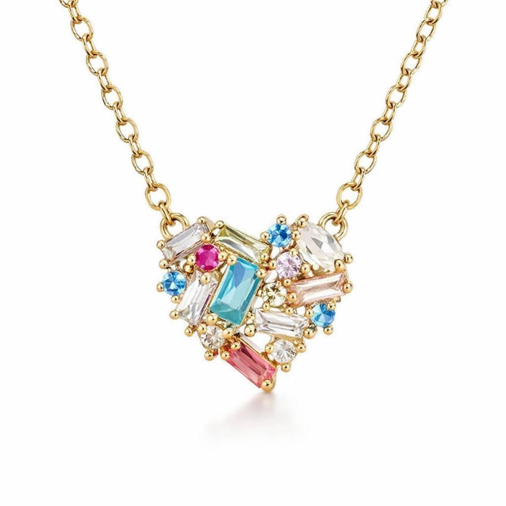 Collar Corazón Brillo Multicolor