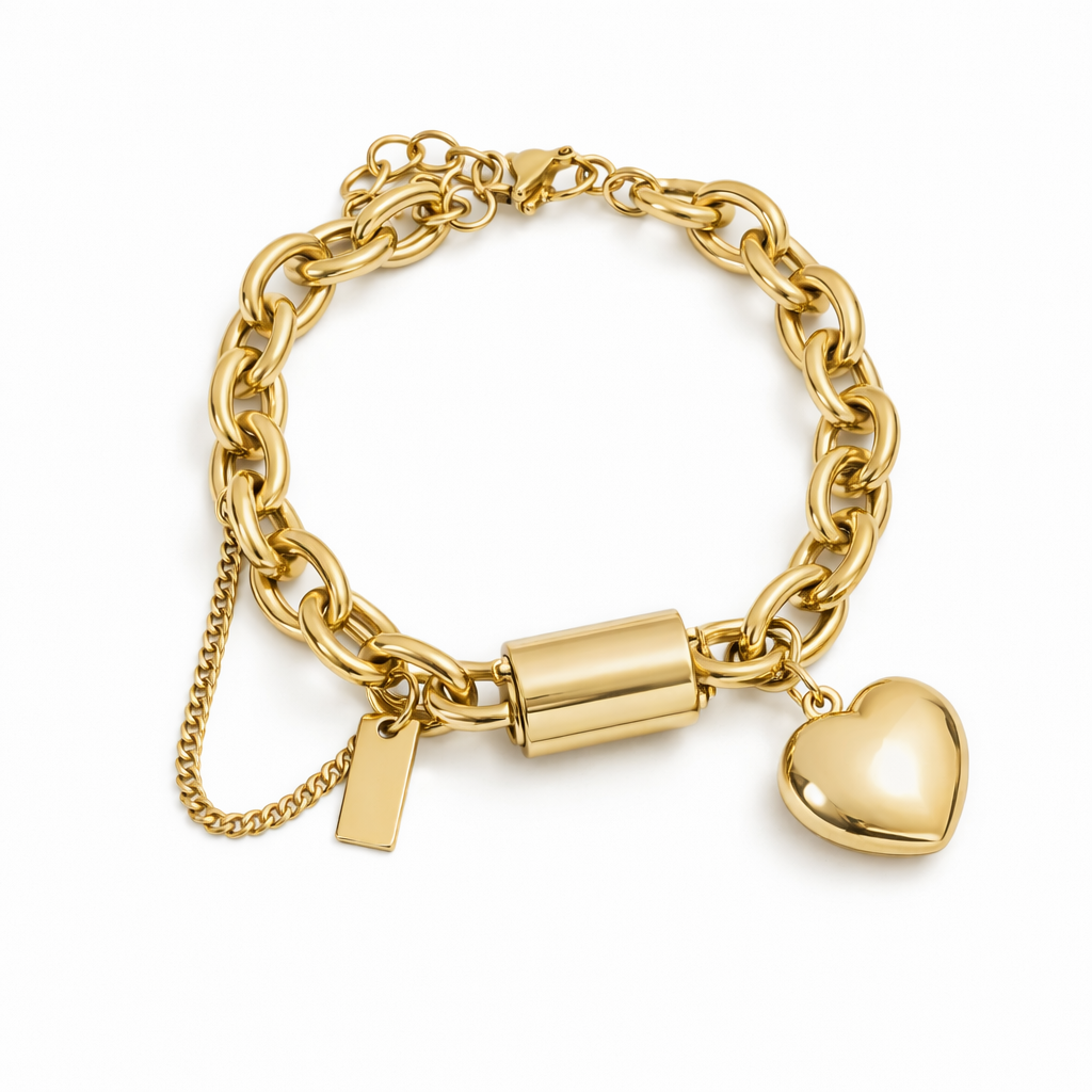 Pulsera Corazón Grueso Oro
