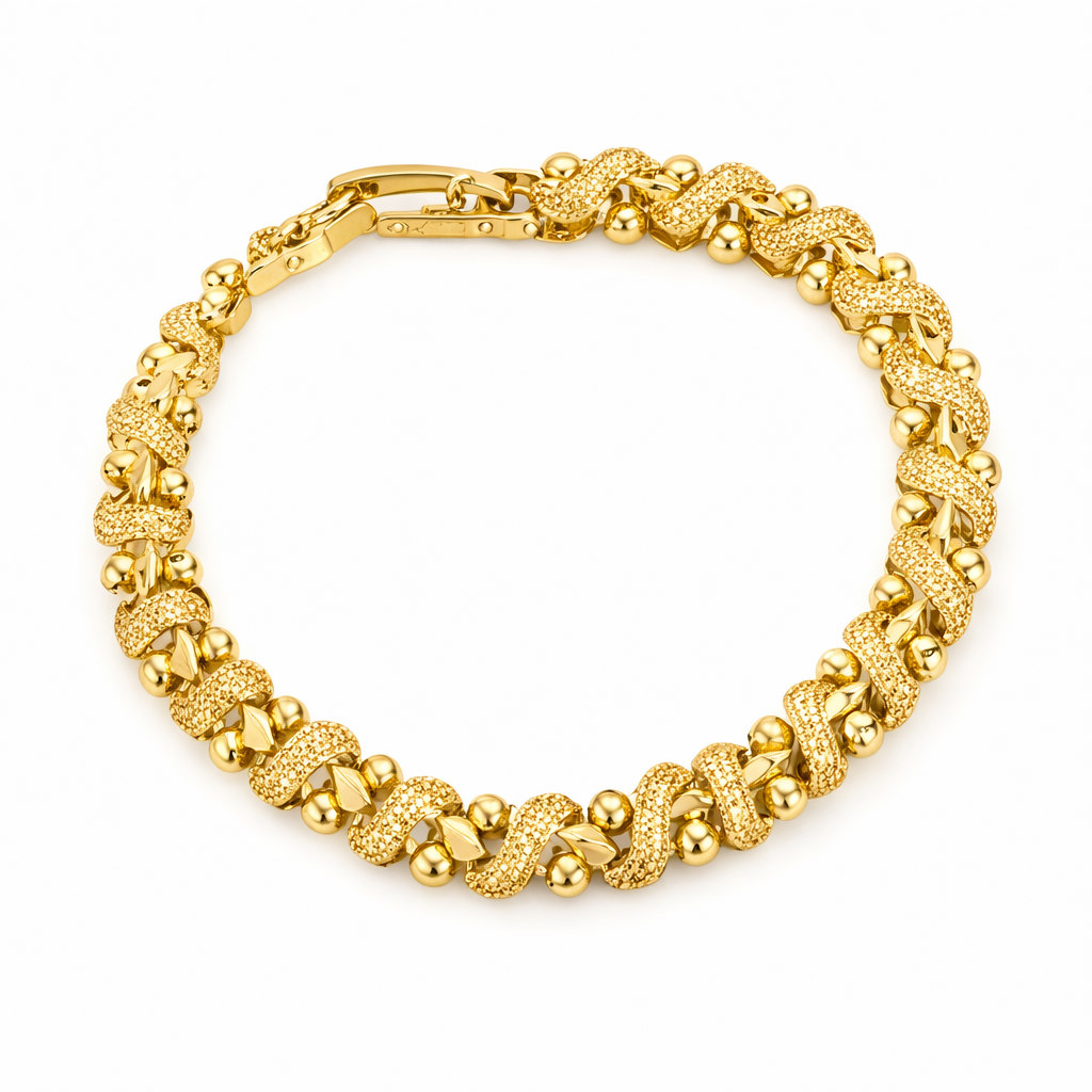 Pulsera Lirio Onda Adornada Oro