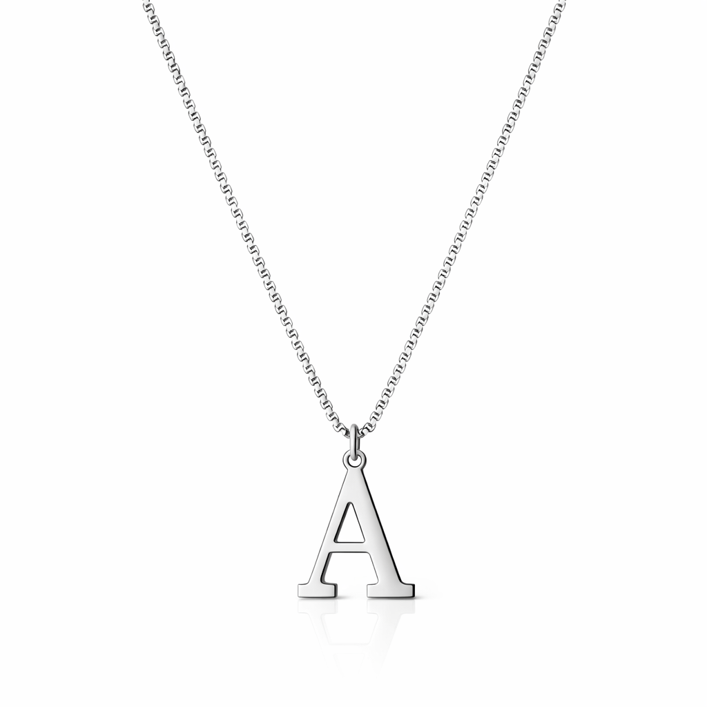 Collar con Inicial Oro Blanco