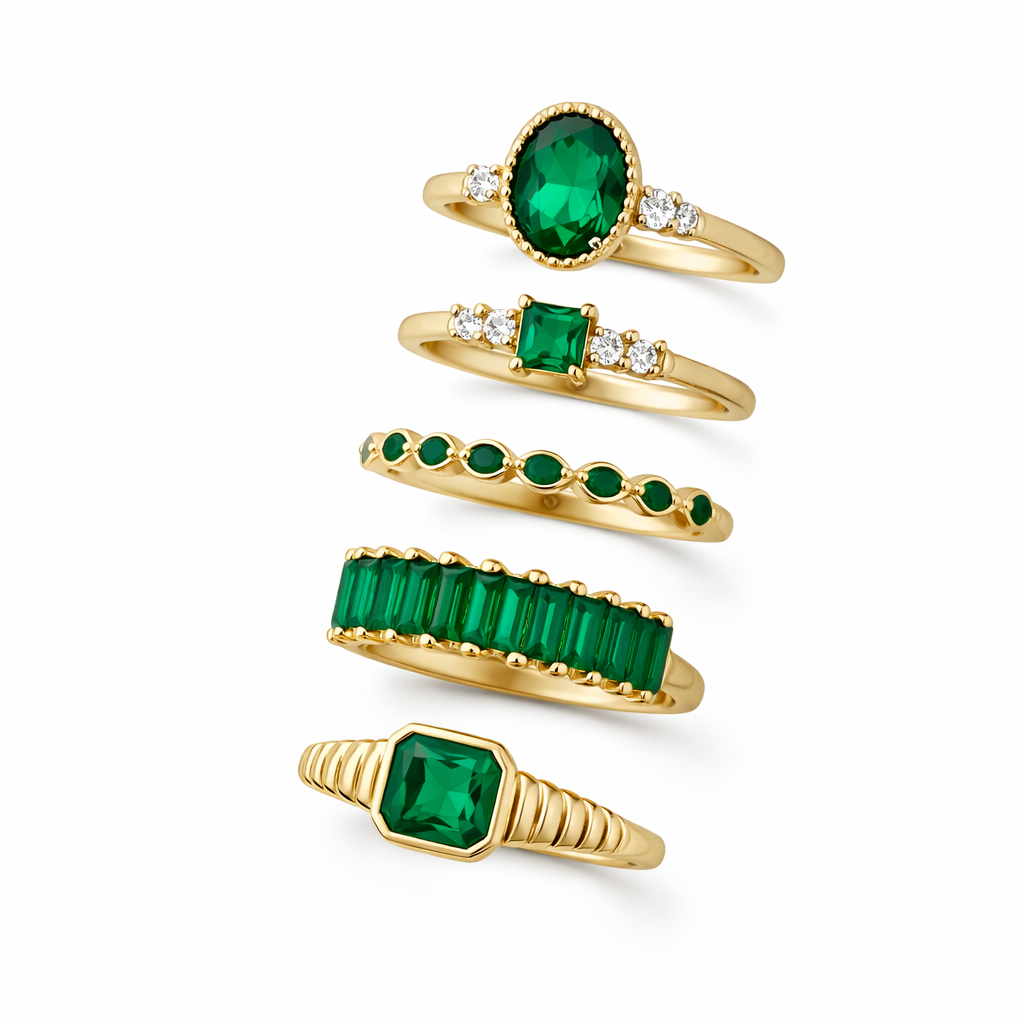 Set de Anillos Zarina Esmeralda