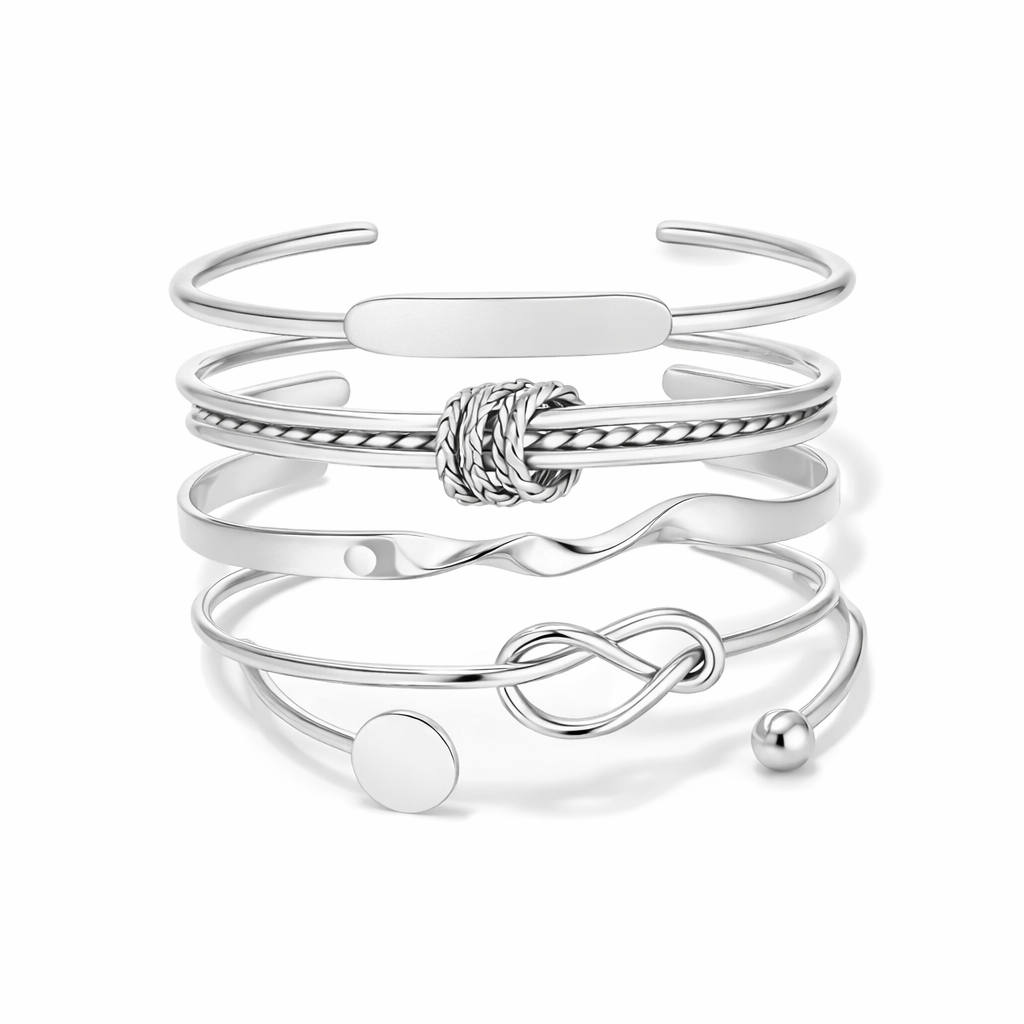 Set de Pulseras Nudo Oro Blanco