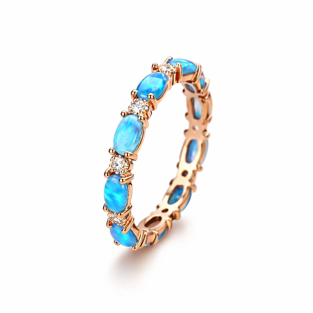 Anillo Ópalo Azul Elegante