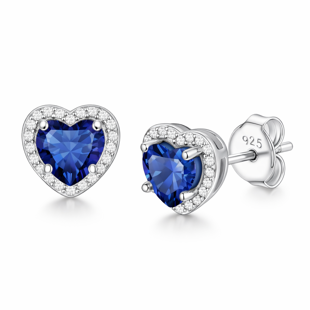 Pendientes Corazón Zafiro