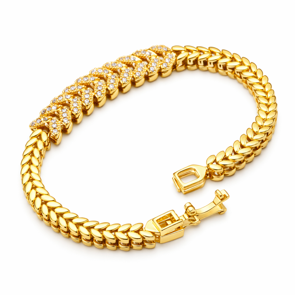 Pulsera Tenis Hoja Perenne Oro