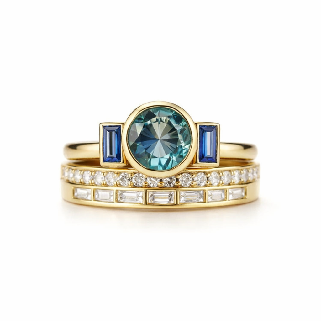Set de Anillos Azul Elegante Antiguo