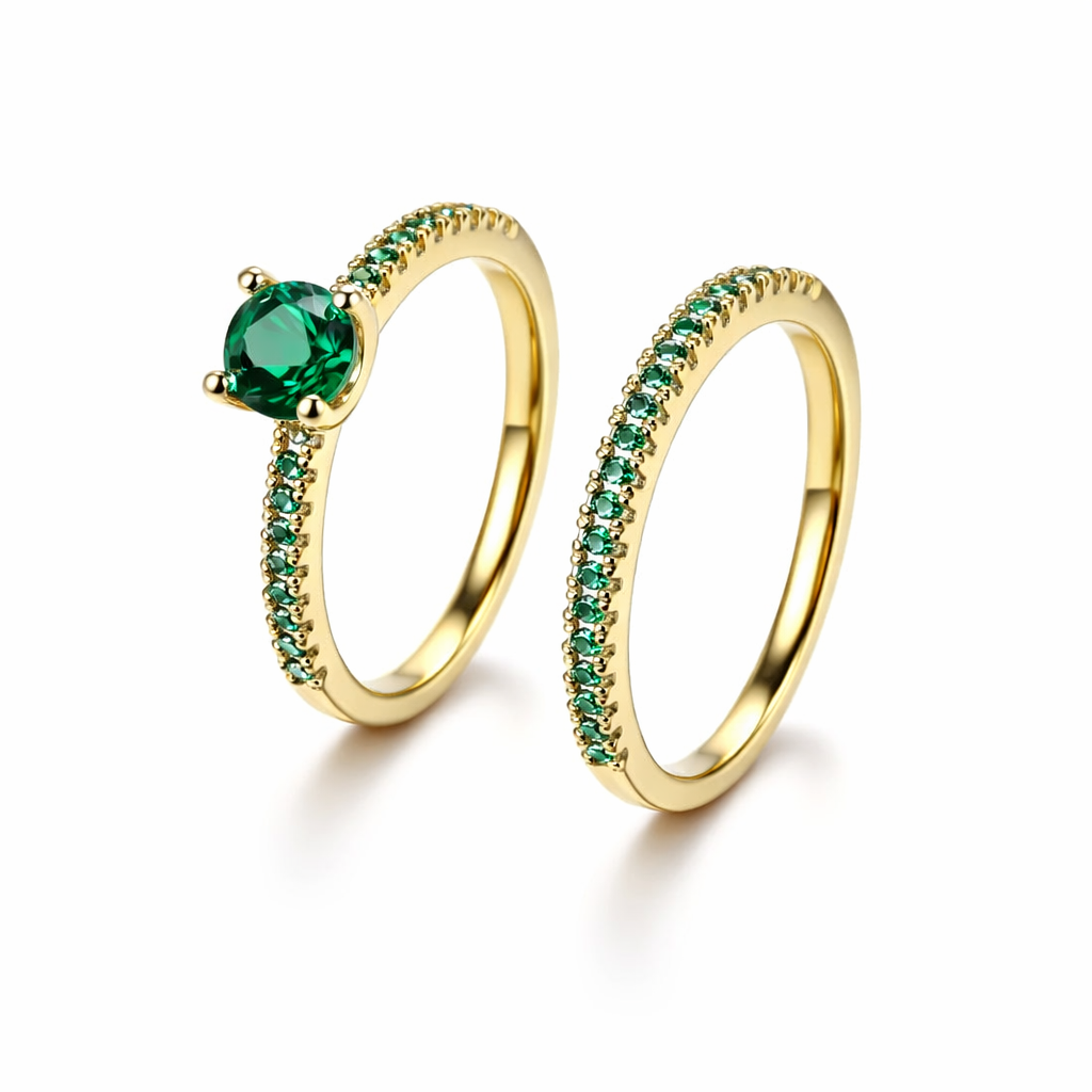 Set de Anillos Serena Dúo Esmeralda