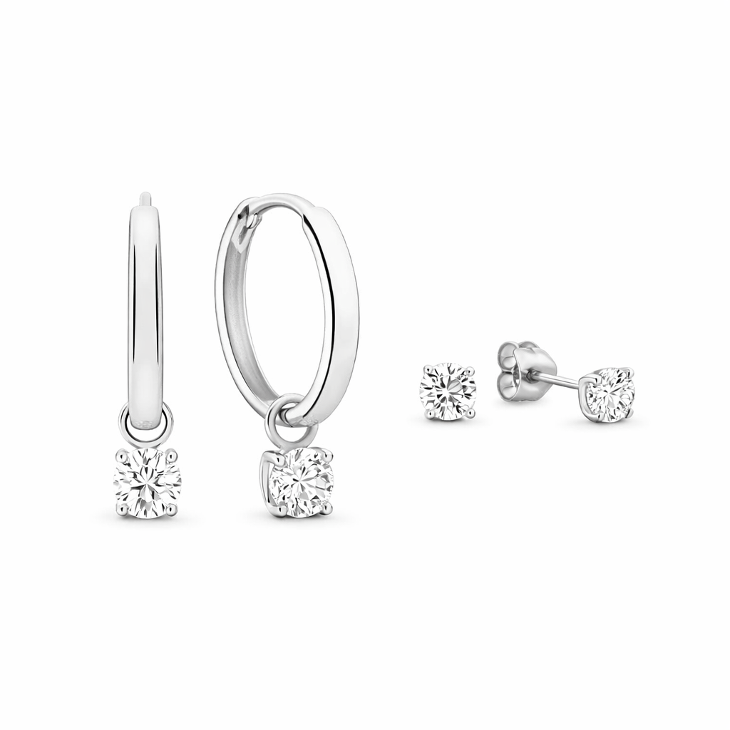 Set de Pendientes Lágrimas de Luna Oro Blanco