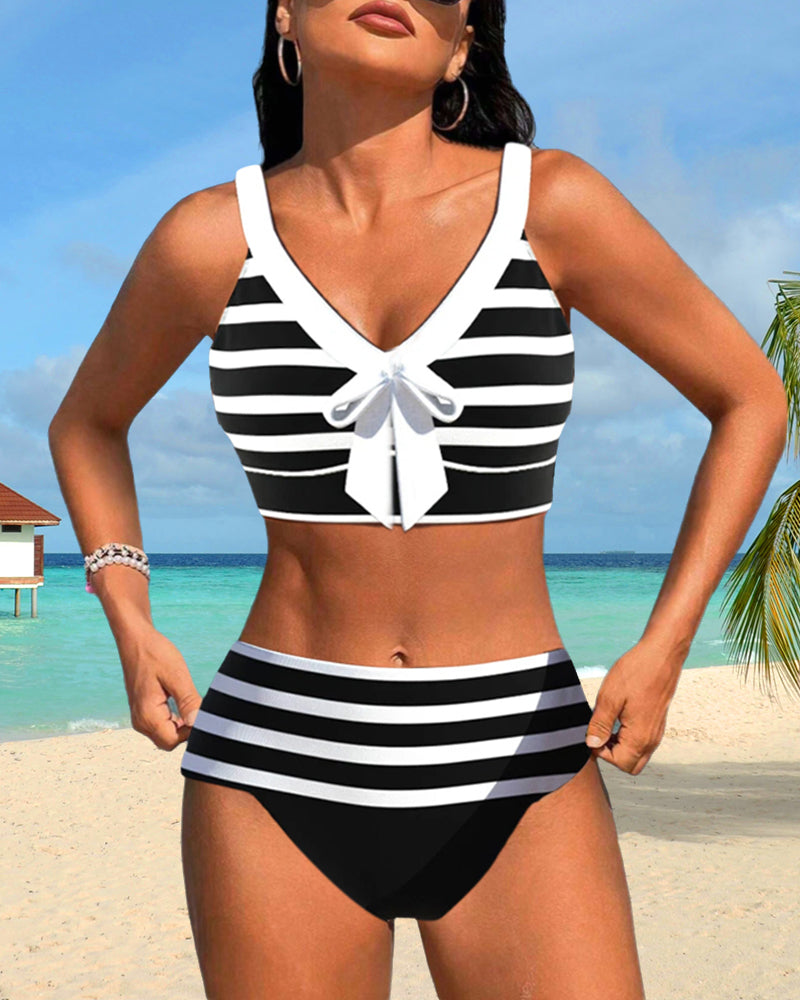 Island Glow | Bikini a righe a vita alta