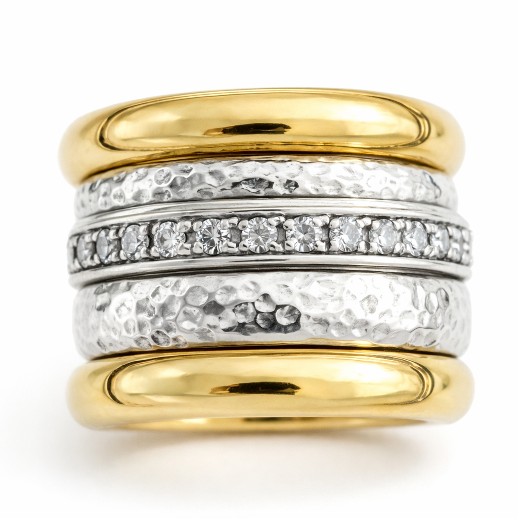 Anillo Amarillo Grueso en Capas Atemporal