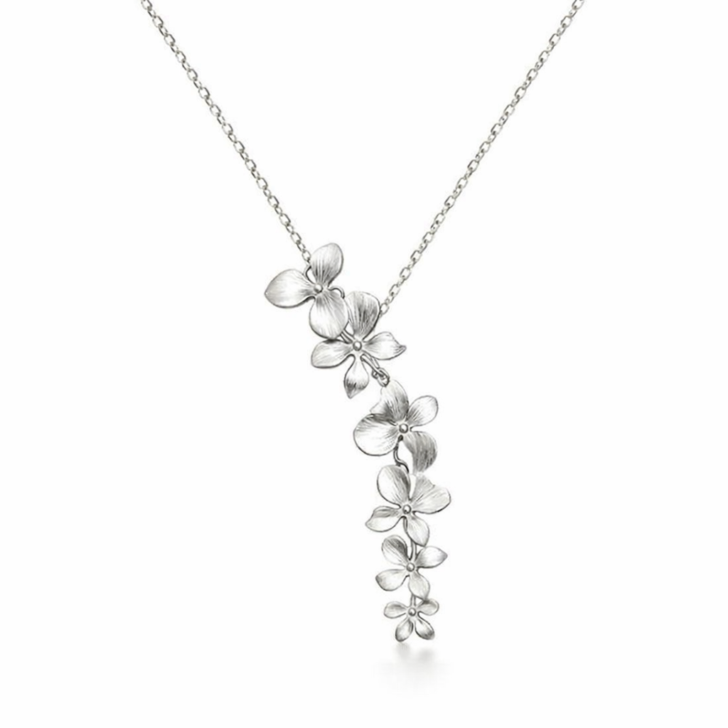 Collar Colgante Pétalos Plata