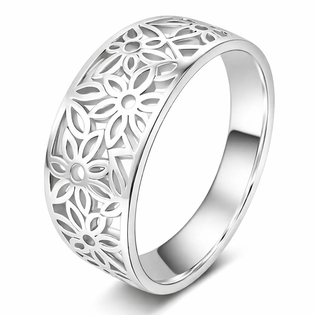 Anillo Daria Flor Delicada Oro Blanco