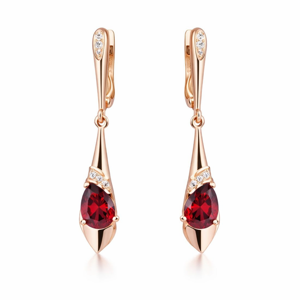 Pendientes Colgante Cristal Rojo Exquisitos