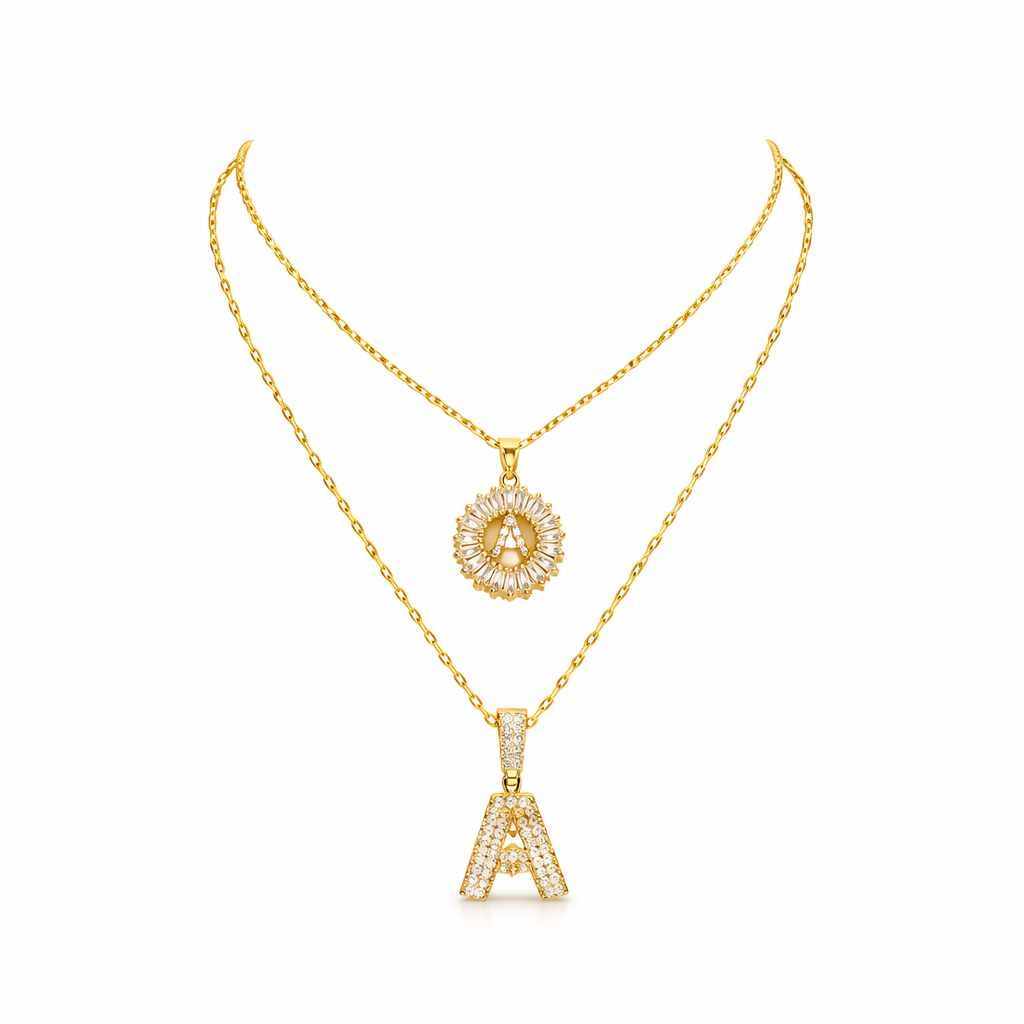 Set de Collares Inicial Pavé Oro