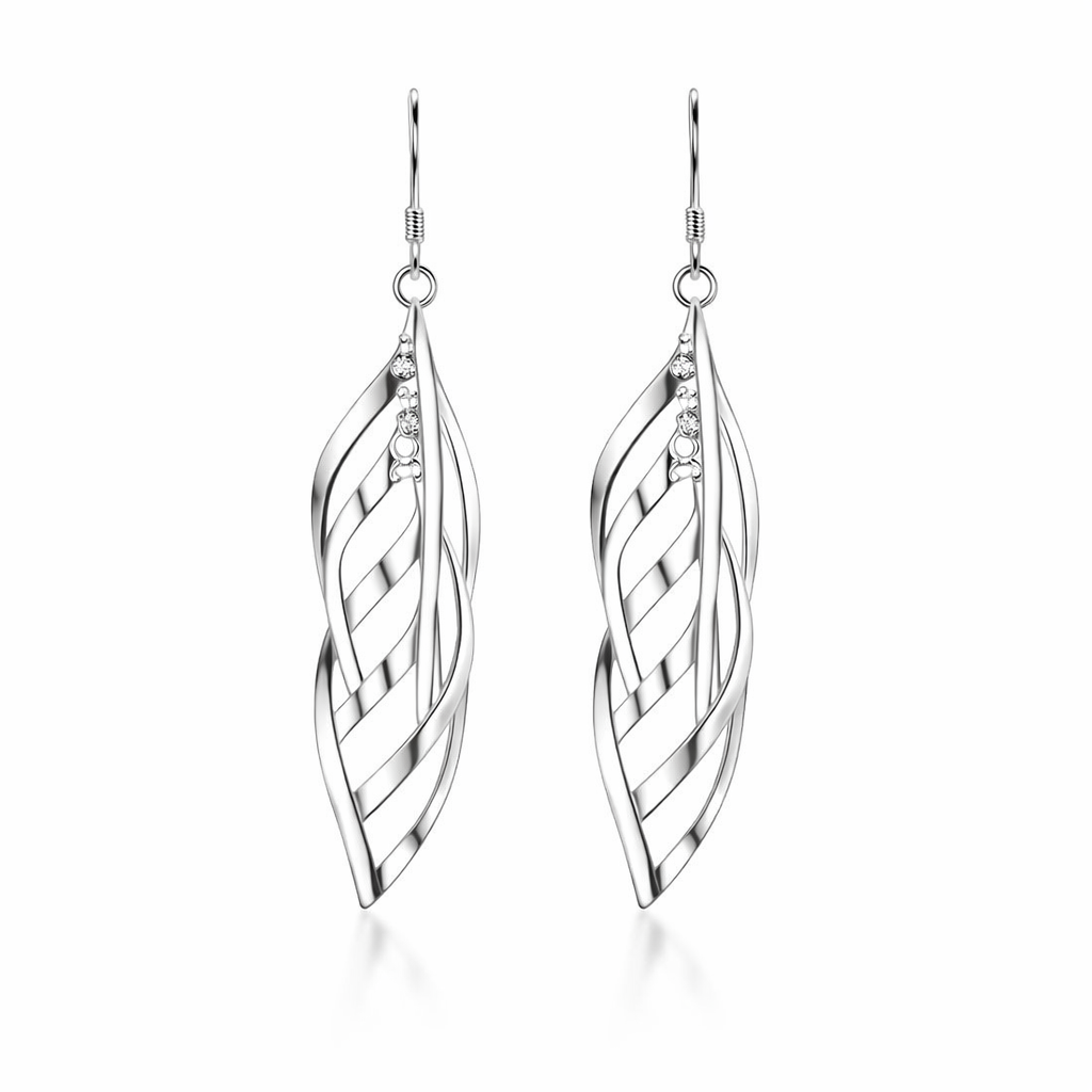 Pendientes Solenne Onda Trenzada Oro Blanco