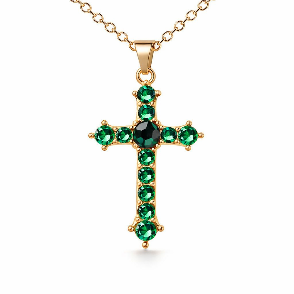 Collar Veridienne Corazón Cruz Esmeralda