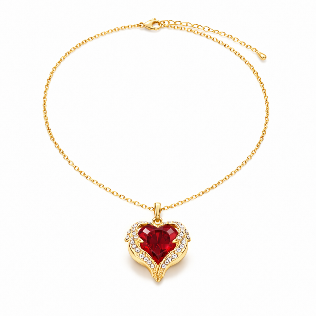 Collar Corazón Rubí Abrazo de Ángel