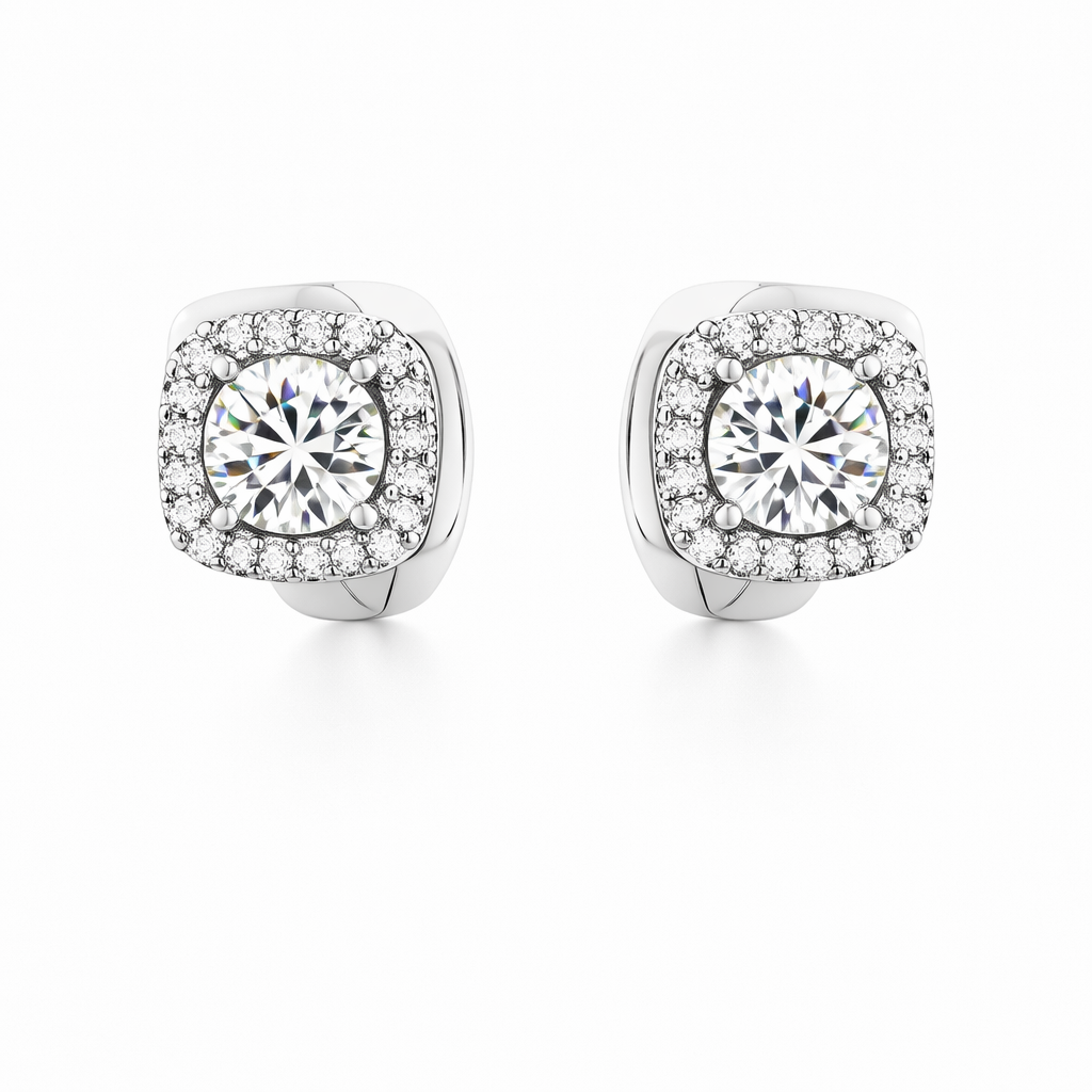 Pendientes Nadine Cuadrados Oro Blanco