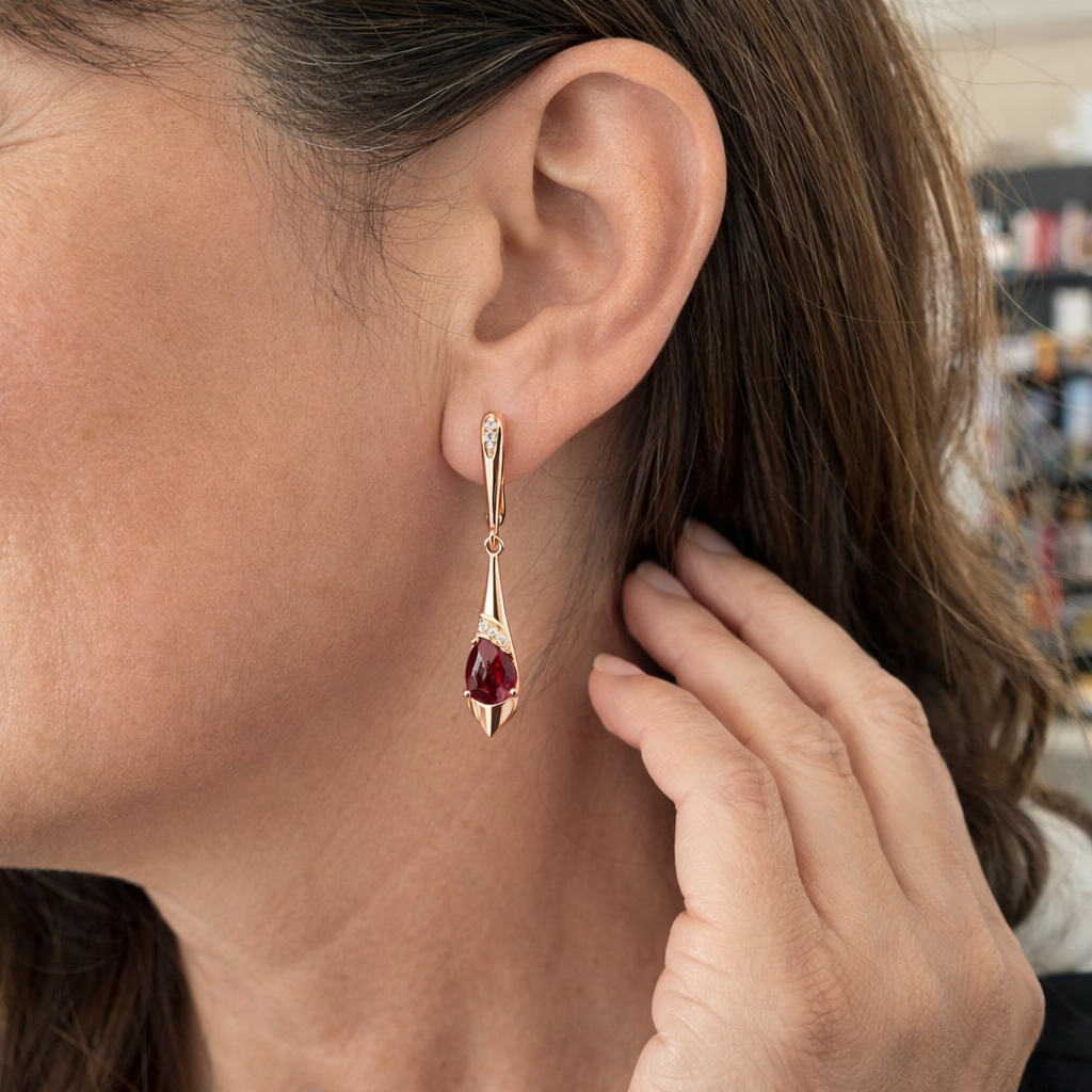 Pendientes Colgante Cristal Rojo Exquisitos