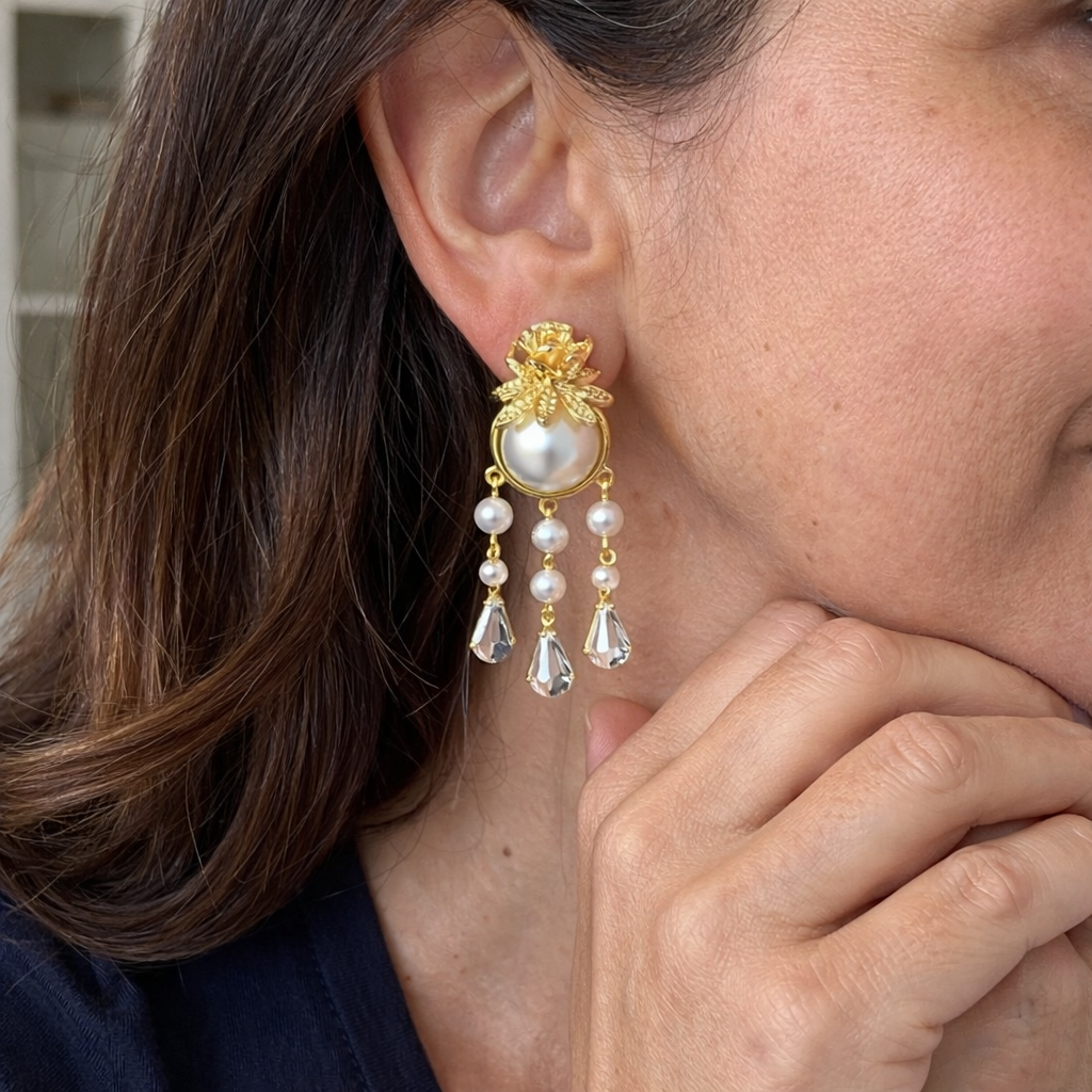 Pendientes Ivoria Gota de Rocío Perla