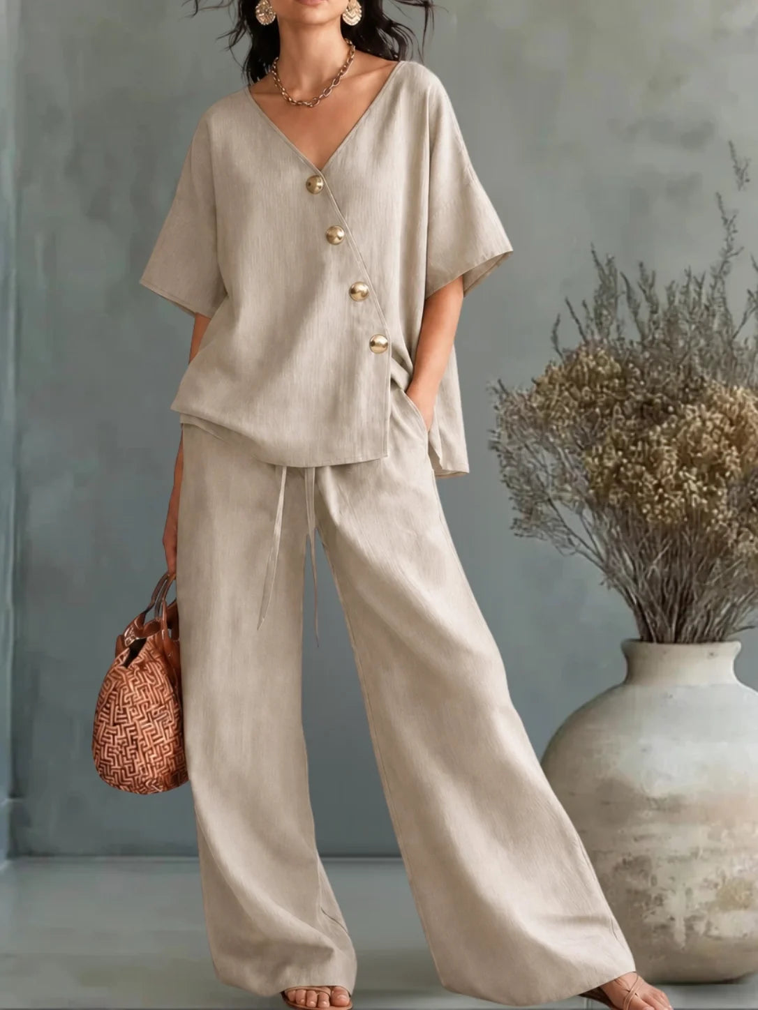 Irene | Conjunto con Escote en V y Botones