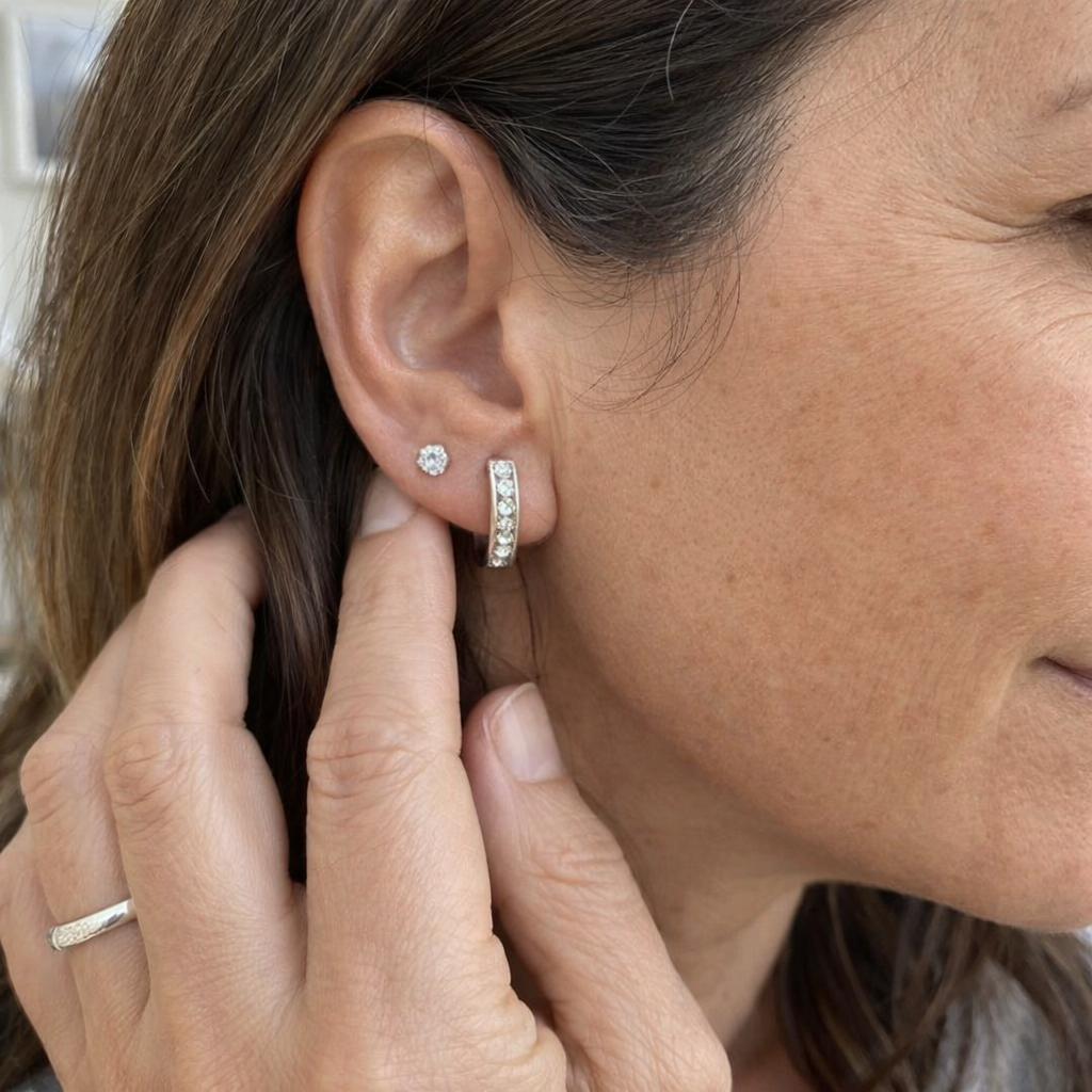 Set de Pendientes Dara Brillane Oro Blanco