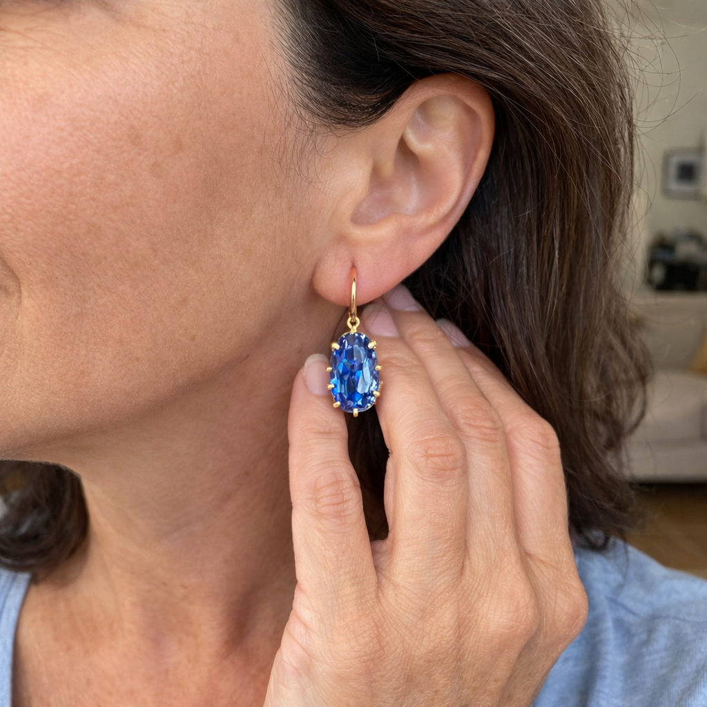 Pendientes Floración Azul Oro