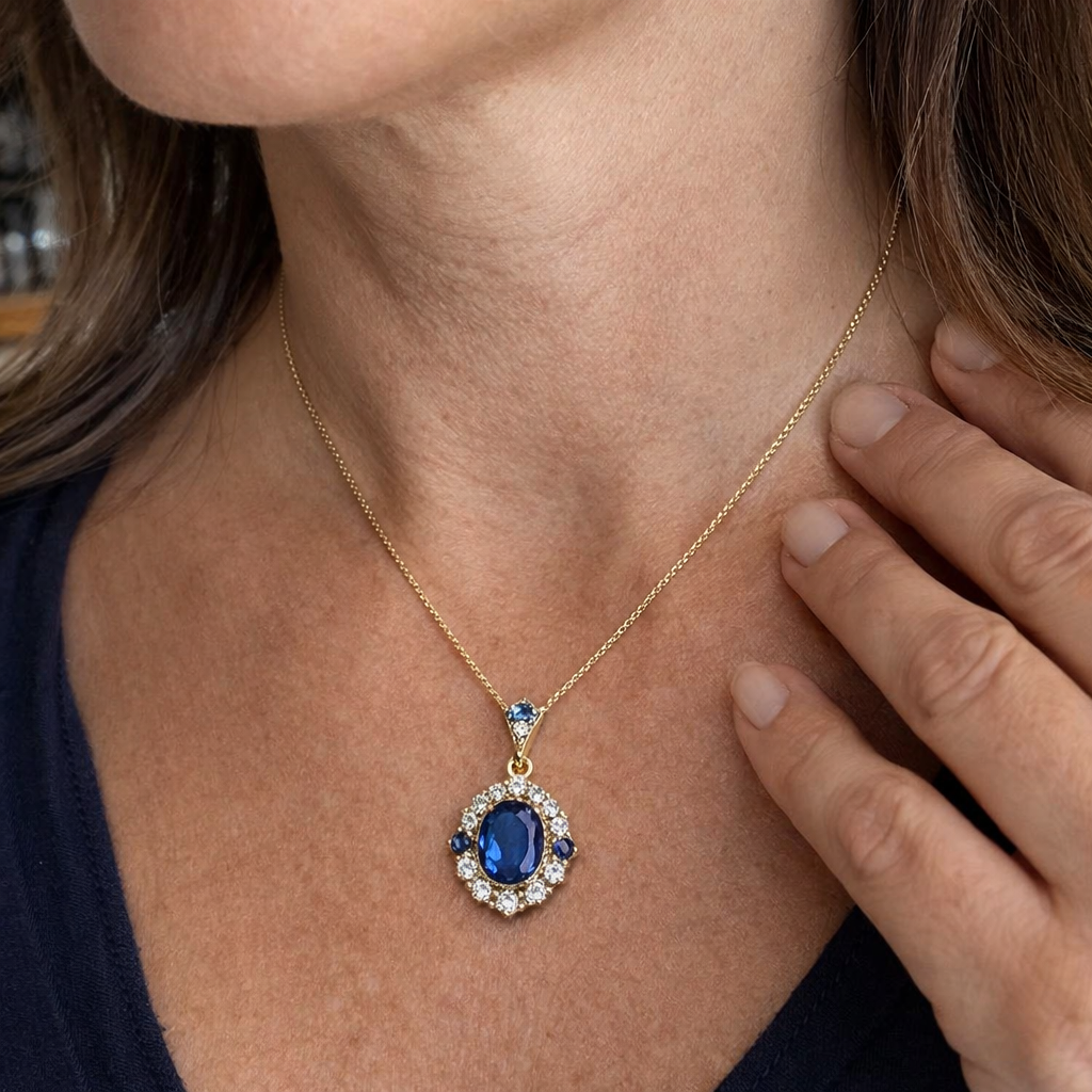 Collar Colgante Azul Real