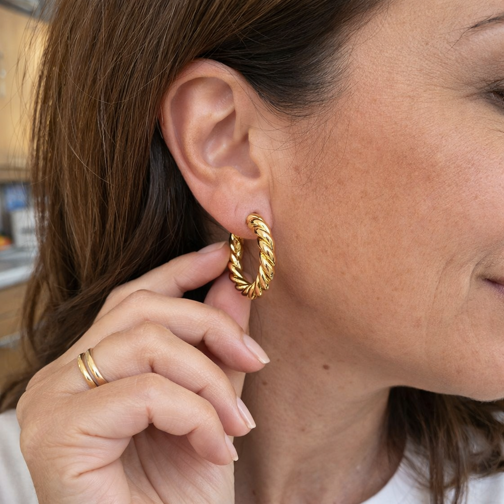 Pendientes Aro Torcido Tipo Cordón