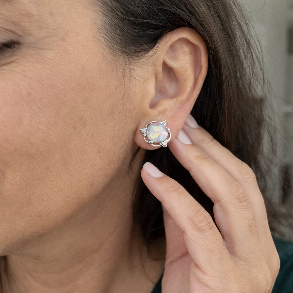 Pendientes Stud Trío Ópalo