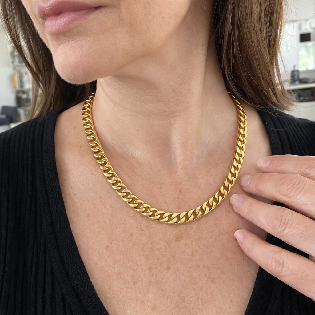 Collar Eslabón Cubano Grueso Oro