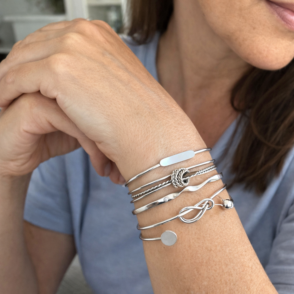 Set de Pulseras Nudo Oro Blanco