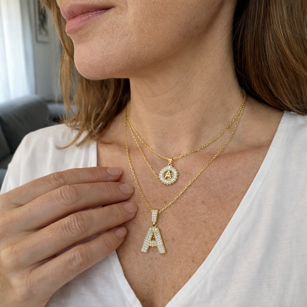 Set de Collares Inicial Pavé Oro