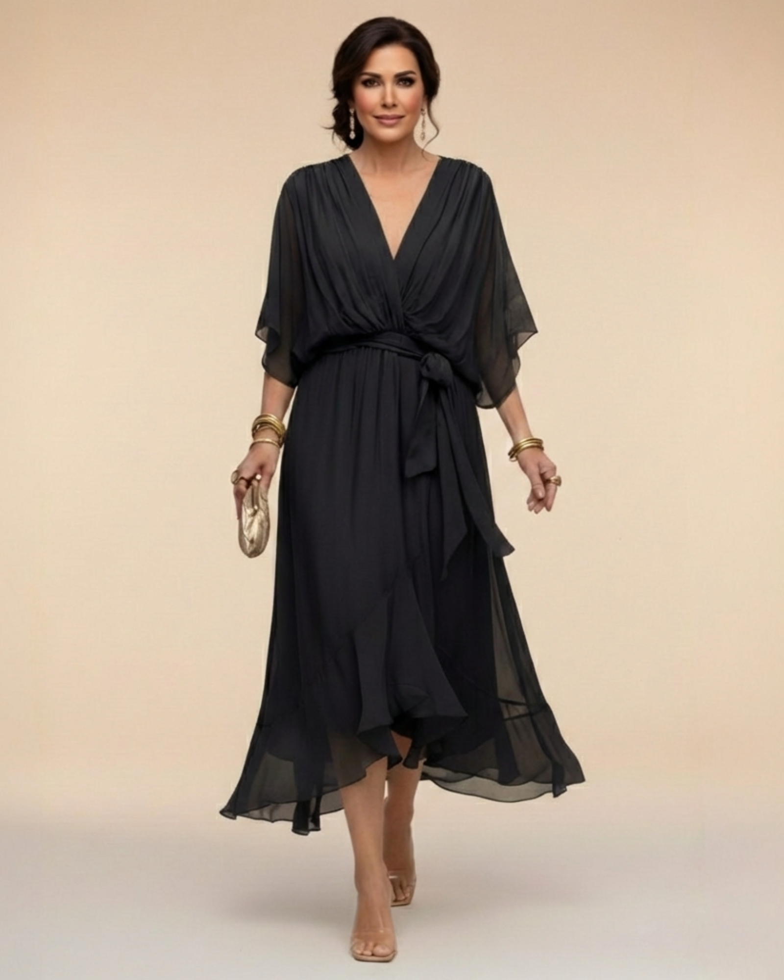 Julieta | Abito in chiffon con scollo a V