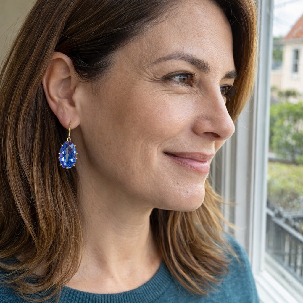 Pendientes Floración Azul Oro
