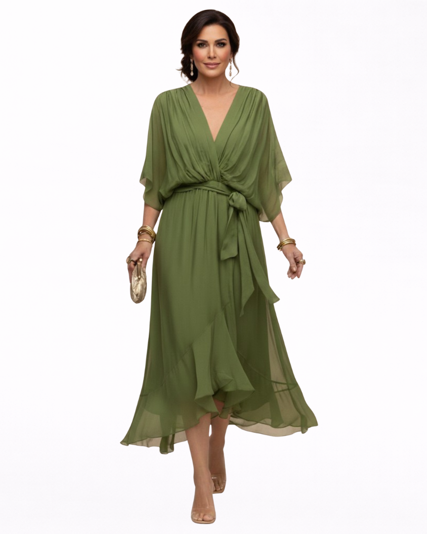 Julieta| Chiffon Dress with V-Neck
