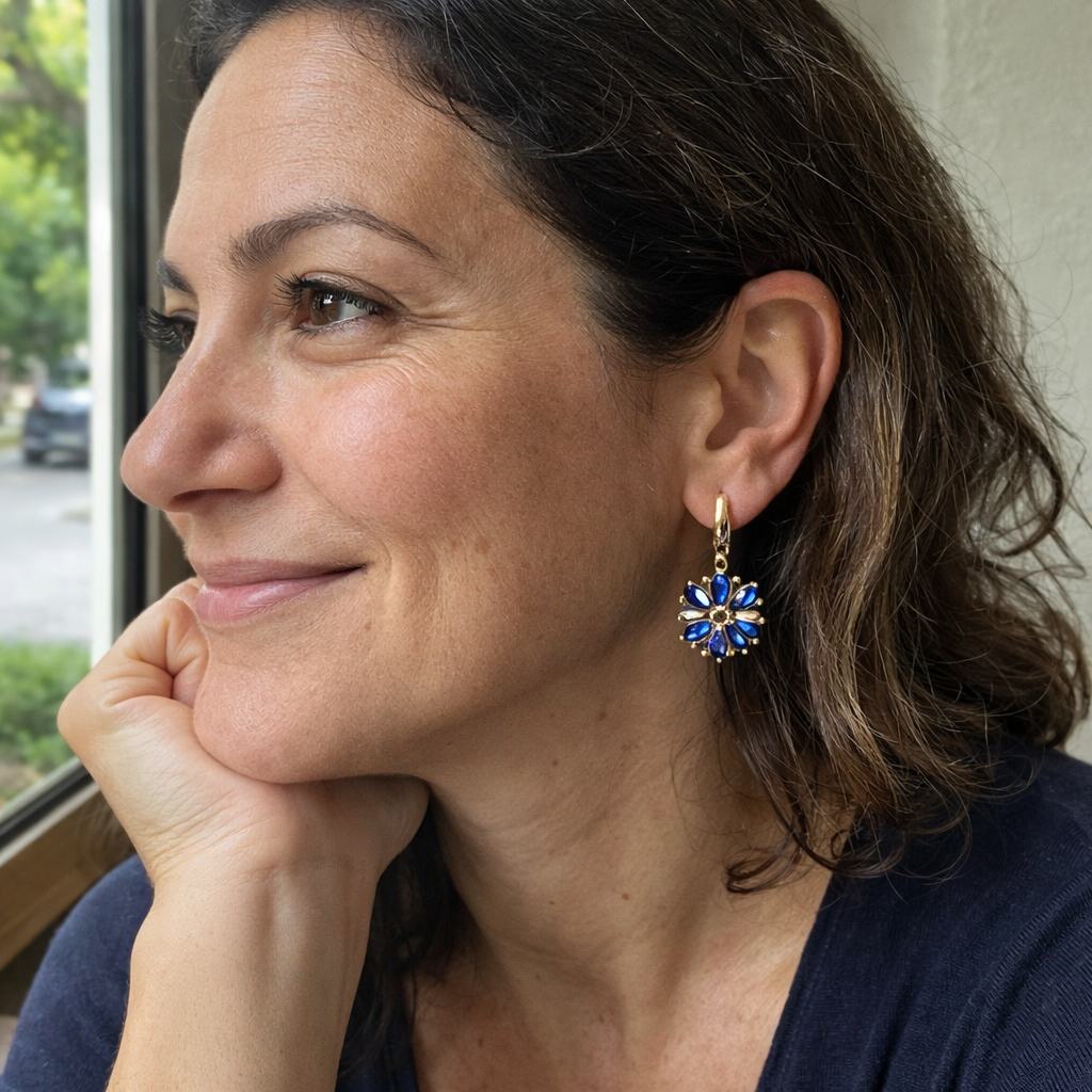 Pendientes Calina Flor Zafiro