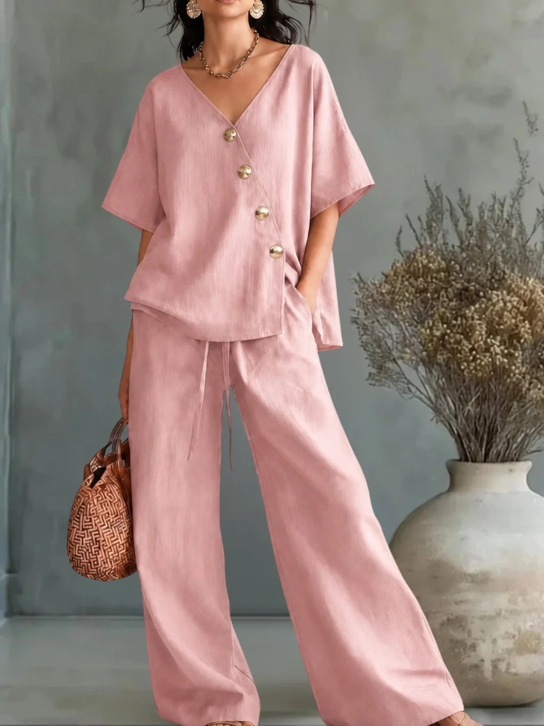 Irene | Conjunto con Escote en V y Botones